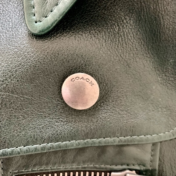 Forest green Coach leather jacket. - Picture 3 of 6